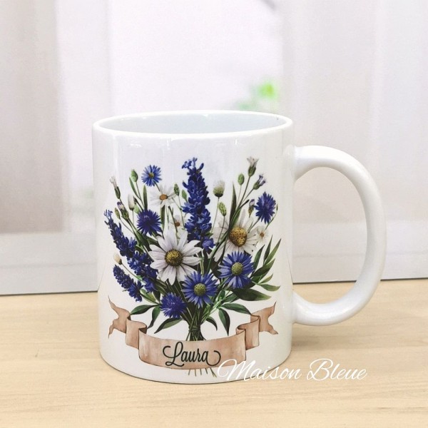 Tazza Personalizzata Fiori Blu